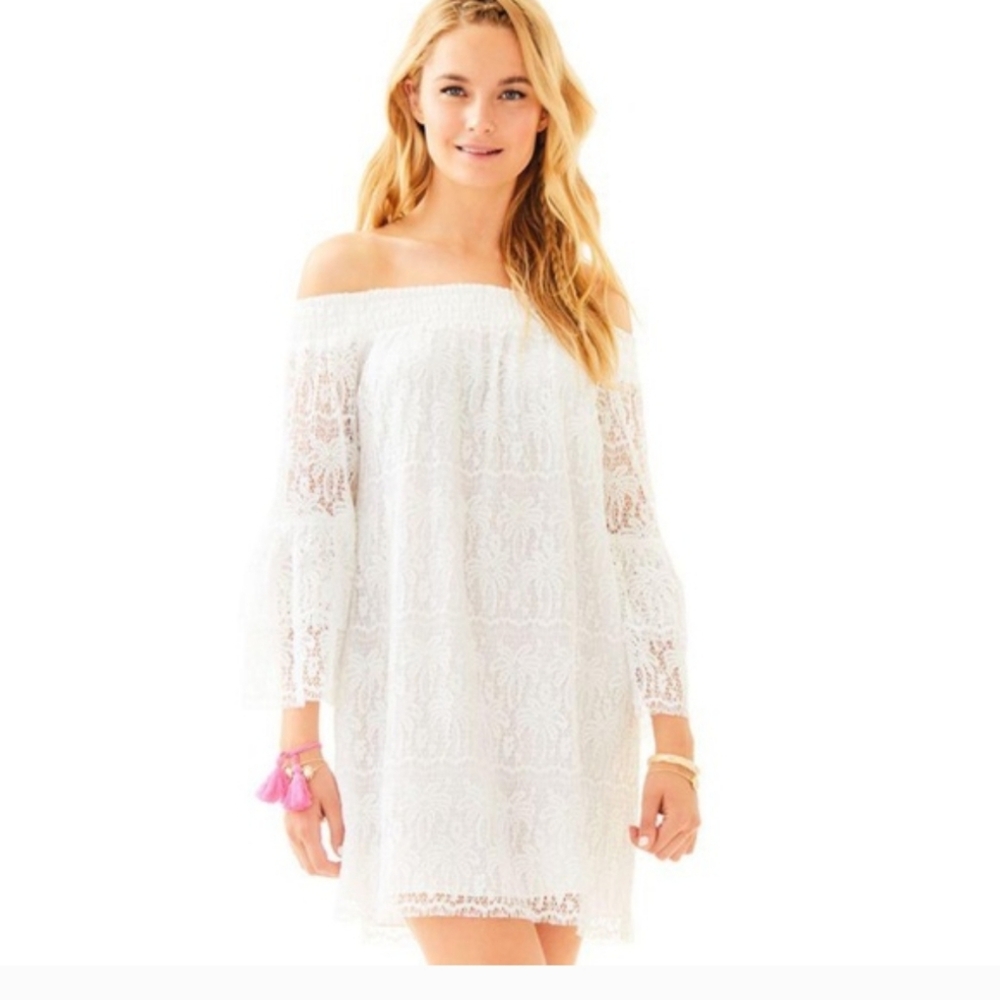 Lilly Pulitzer Tobyn Off The Shoulder Lace Shift Dress, Sz. L.